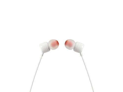 Image of JBL Tune 110 - Wired in-Ear Headphones with JBL Pure Bass Sound, 1-Button Remote, Microphone and Tangle-Free Flat Cable (White)