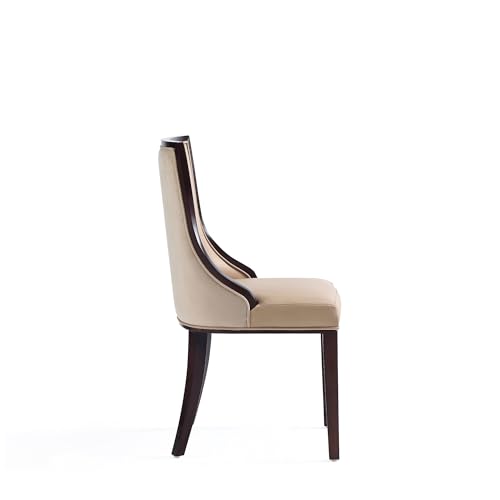 Manhattan Comfort Grand Avenue Faux Leather Dining Chairs, Parsons Accent Furniture with Padded Wingback Seat and Solid Beech Wood Frame, Set of 2, Tan by Manhattan Comfort - Image 6