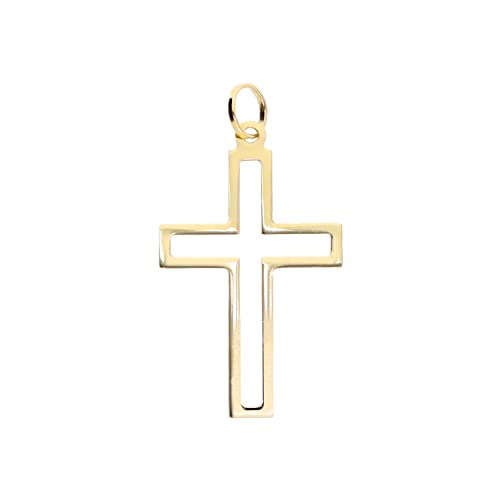 forme di Lucchetta - 14 kt Yellow Gold Frame Christian Cross Pendant,14k Italian Religious Gift Charm for Necklaces (up to 4mm) - Authentic Jewelry from Italy for Mother's Day