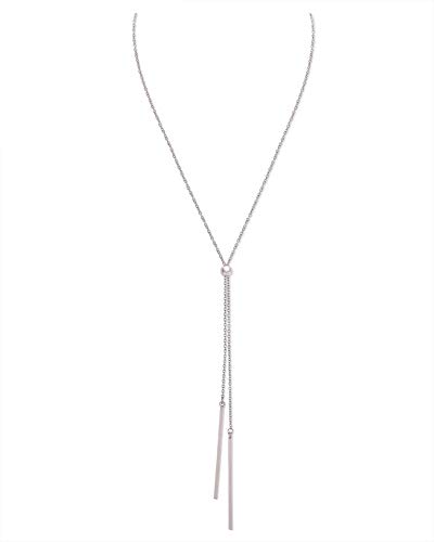 Lariatneck Long Tassel Necklace Bar Y Lariat Silver Long Chain Drop Adjustable Necklace for Women