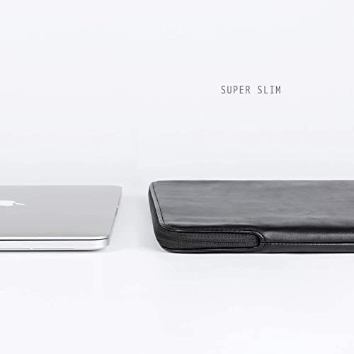 Image of Comfyable Slim Laptop Sleeve Compatible with 13 Inch MacBook Pro 2022-2018 (M2 A2338 M1 A2251 A2289) & MacBook Air M4 2025 A3240 M3 2024 A3113 M2 M1, PU Leather Bag Waterproof Cover Case, Black