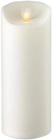 Raz Imports 3.5"X9" Moving Flame Ivory Pillar Candle - Flameless Lighting Accent and Decorative Battery Operated Flickering Light Source with Timer - Fake Candles for Living Room, Patio and Bedroom