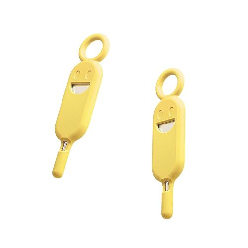 ZAYIO 2PCS Smiley Face SIM Card Pin Holder, Portable Phone Charms and Keychain Charms Ejector Pin Cover, Anti-Lost Phone Keychain, Convenient Bag Charm for Smartphones Fun and Whimsical Design