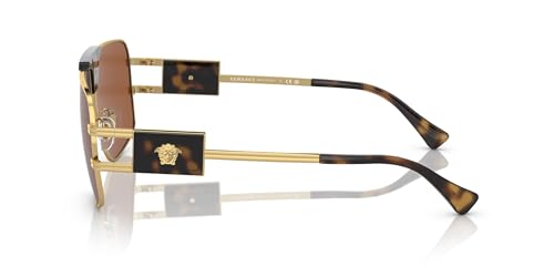 Versace VE 2251 147073 Gold Metal Navigator Sunglasses Brown Solid Color Lens2