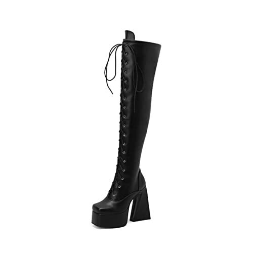 Bottes de mode femmes pour discothèque à lacet et talon