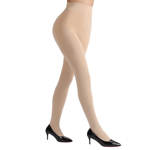 Image of DancMolly Opaque Fleece Lined Tights for Women, High Waist Warm Winter Thermal Control Top Pantyhose