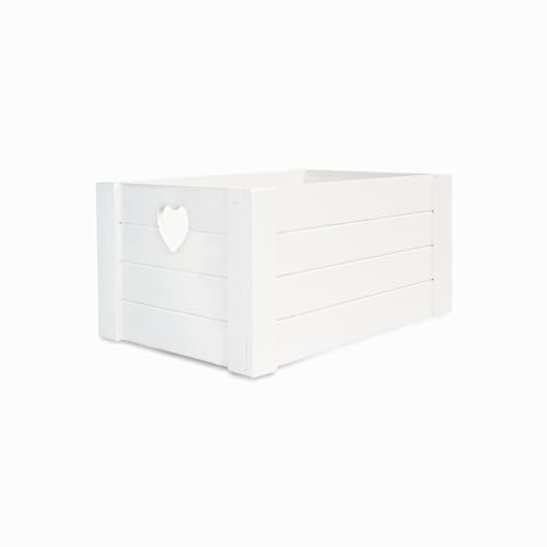 Wickerfield Small Wooden Box, Gift Basket, Wood Crate Boxfor Storage, Wood Storage Boxes, Wooden Crate Basket (White, Medium)