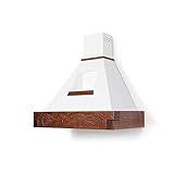  Campana de Cocina rústica Blanca con Marco de Madera incrustado cm 90