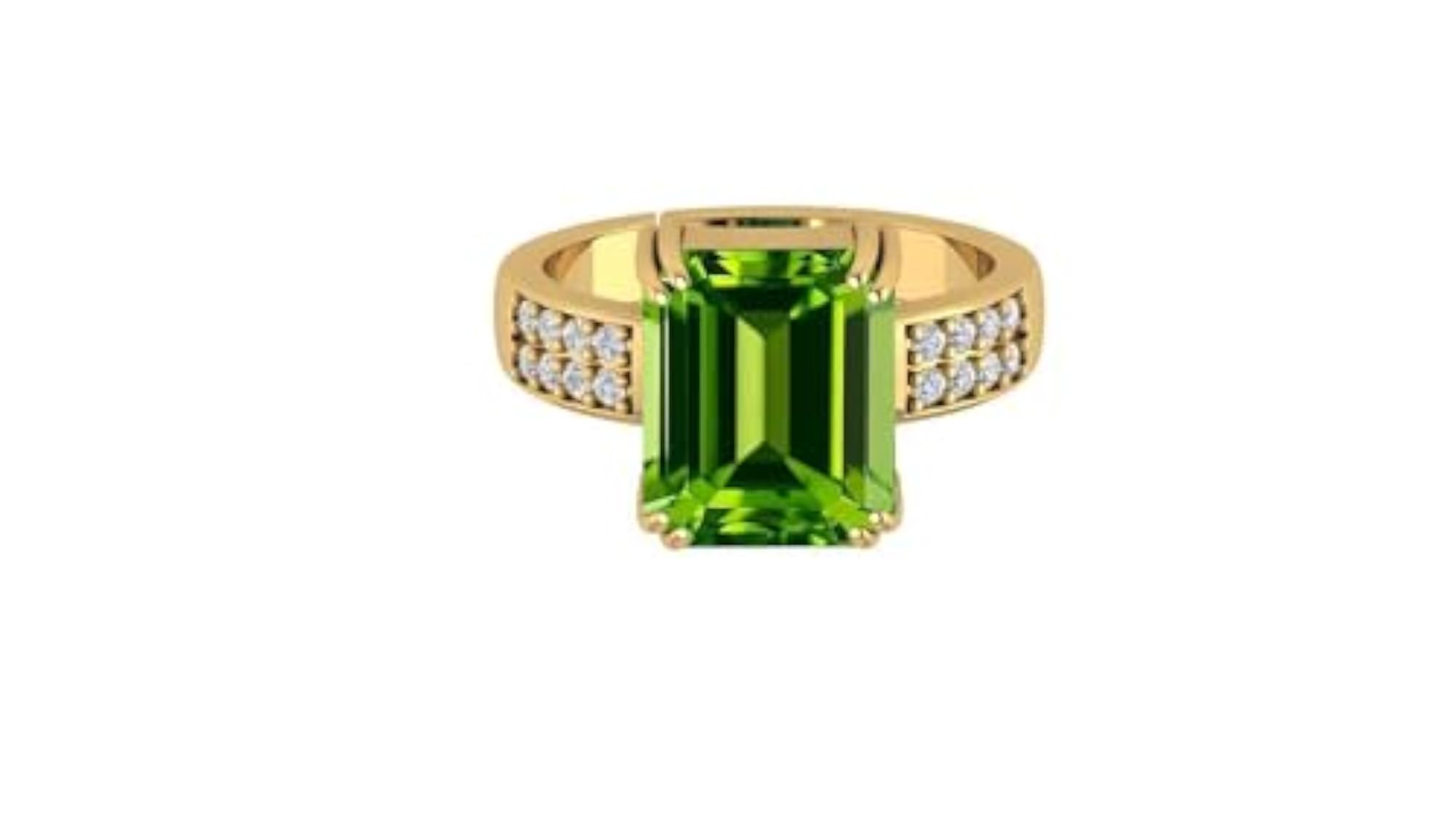 AAA++ Quality Natural Peridot Gold Plated Adjustable Ring, Unisex