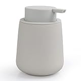 Autumnlife Seifenspender Grau Matt, Spülmittelspender aus Keramik 350ml, Nachfüllbarer Flüssigseifenspender mit Großer Pumpenkopf, Seifenspender für Bad, Küche | Beige Grau
