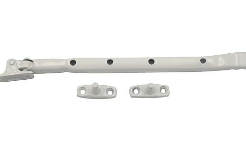 Modern Casement Window Stay, 254mm L, White, for Wooden Windows, Locking Pins