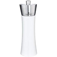Zassenhaus Augsburg Pepper Grinder Mill, 7-Inch, Gloss White with Stainless Steel