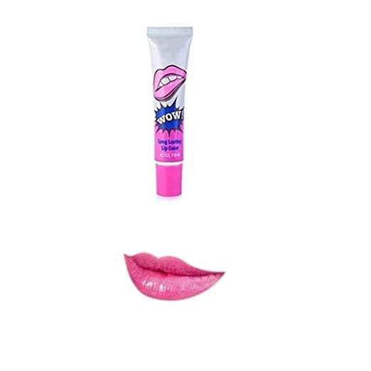Memake WOW Tattoo Color Peel Off Mask Tint Long Lasting Waterproof Peel off Lip Stain Tattoo Glossy Lipstick Tint (Rose Pink)