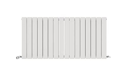 iBathUK Apex Horizontal Radiator, Double Flat Panel Radiators, 600x1216mm Slim Radiator for Bathroom,Kitchen,Living Room- White