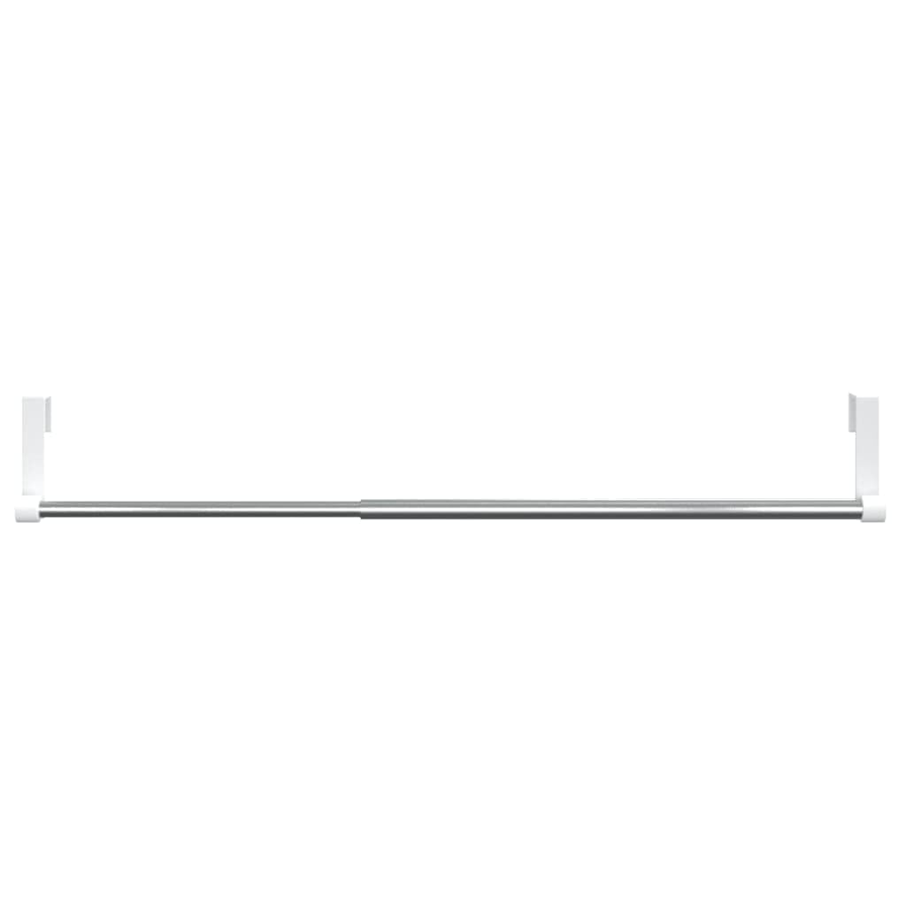 Lot de 2 tringles à rideaux télescopiques en aluminium avec crochets pour décoration de fenêtre, brise-vue, protection solaire pour salon, salle de bain, cuisine - Blanc et argenté - Réglable