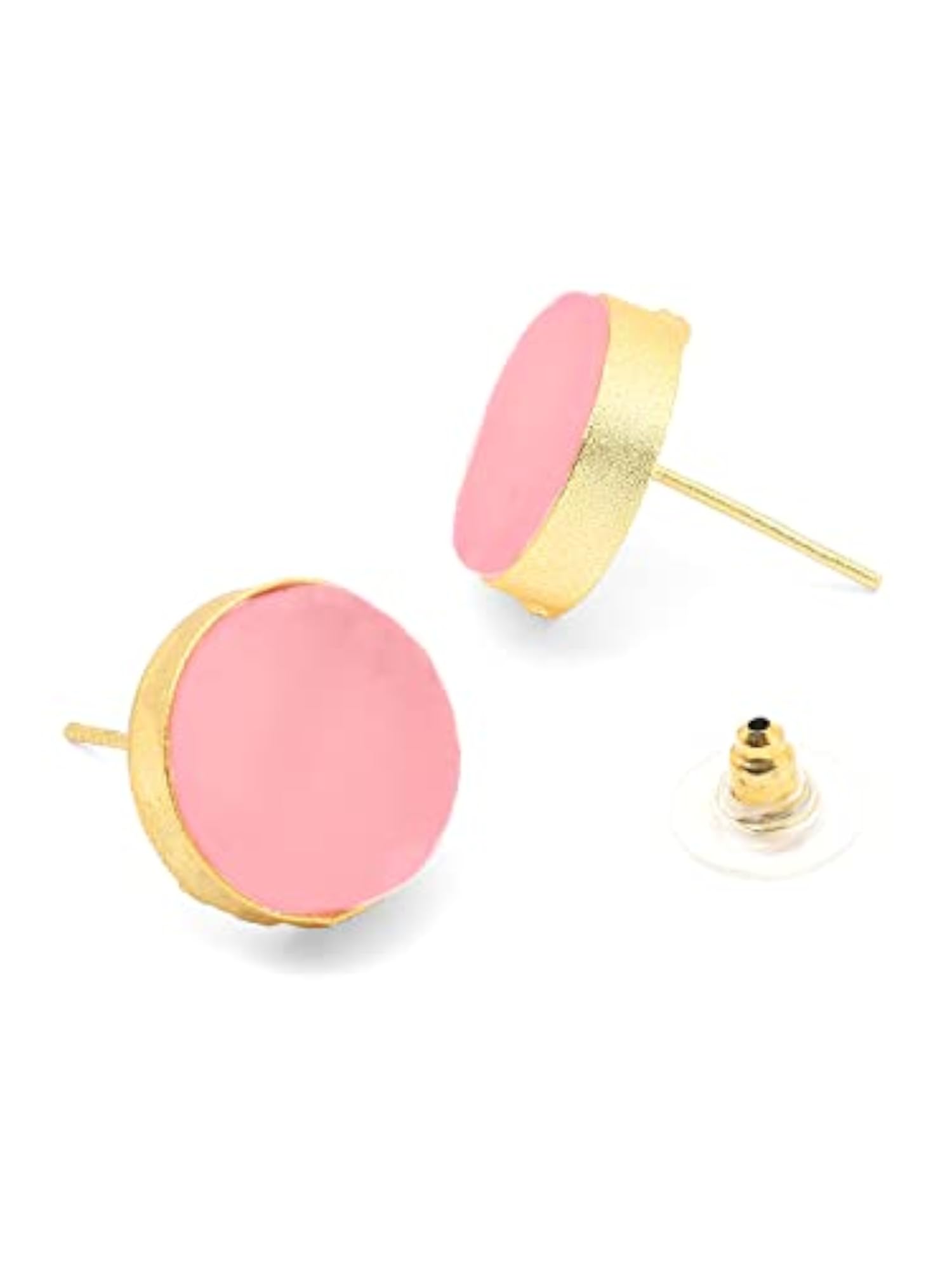 Women's Gold Plated Pink Stone Choker Necklace Set with Earrings