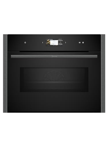 NEFF N90 C24MS71G0B Compact Oven with Microwave Function, 4.1 Full Touch Display, Inverter Technology, Pyrolytic Self Cleaning, Soft Close and Opening Door, 60 x 45cm, Graphite Grey