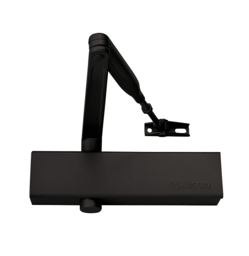 Bricard 6201203 Ferme-Porte hydraulique force 2-4 (80kg), bras standard, CE, Coupe-Feu, conforme à la norme en 1154, Noir