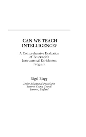 Can We Teach Intelligence?: A Comprehensive Evaluation of Feuerstein's Instrumental Enrichment Programme book cover