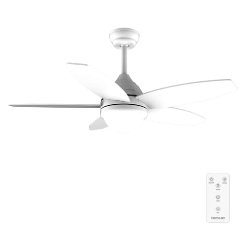 Cecotec Ventilador de Techo con Luz EnergySilence Aero 4200 LightWood. 53W, Diámetro 42”, Luz LED de 15W en 3 Tonos, Mando a distancia, Temporizador seleccionable, 3 Velocidades y 5 Aspas