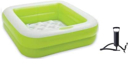 Rawmax Summer Special 3.5 Feet Rectangular Inflatable Kid Swimming Pool With Air Pump, Bath Tub, Water Pool For Kids Multi Color