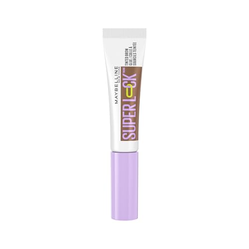 Maybelline Gel de cejas New York, para cejas definidas, agarre fuerte sin pelarse ni pegar, cepillo de peinado integrado, pegamento Super Lock Brow Glue, marrón medio, 8 g