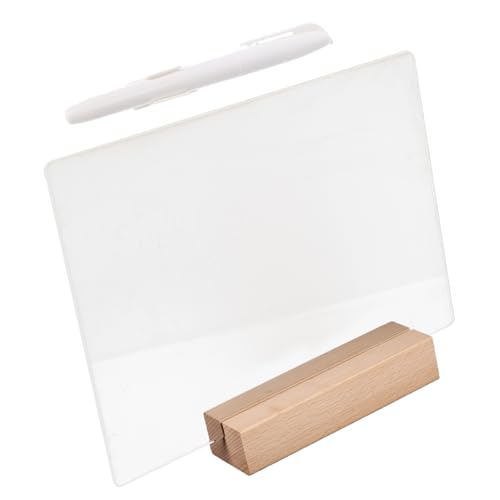 HONMEET Tablero Acrílico de Borrado Seco con Luz LED y Base de Madera Pizarra de Notas Iluminada con Bolígrafo Borrable para Mensajes y Decoración de Escritorio Grande