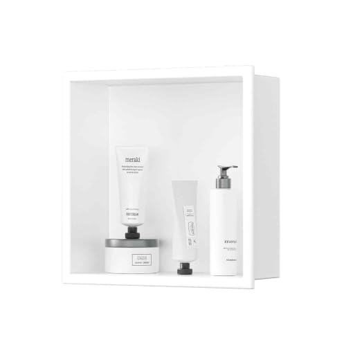 VHH 12"x12" No Tile Needed Shower Niche,White Stainless Steel 1-Tier Recessed Wall Niche for Bathroom Shower Wall