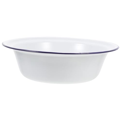 TOYANDONA Cuenco Esmaltado Vintage Blanco Profundo Tazón Multifunción para Cocina y Hogar Recipiente Seguro para Sopa Mezcla y Servicio Diseño Clásico Resistente