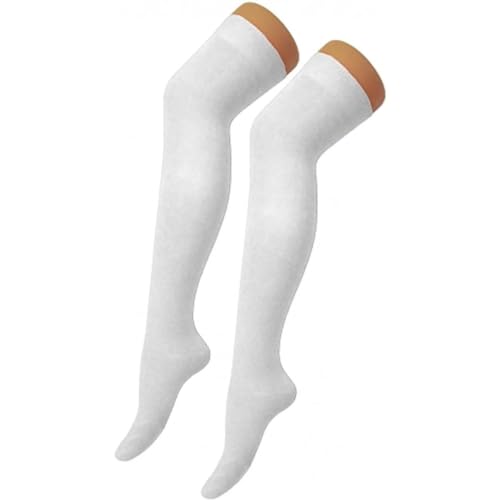 Jon Elia® Women's Over The Knee Cotton Socks Long Casual Plain Socks Assorted Colors Women UK-Size [ 4-6 ] (Cotton, White)