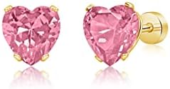 LAZURIS LONDON Heart Crystal Stud Earrings with Screw-on Back for Women & Girls - Jewellery Earrings Gift for Girls & Women & All