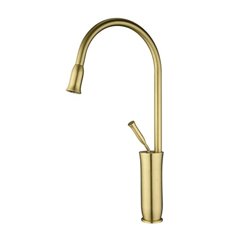 Robinet de lavabo mitigeur eau chaude et froide or et noir sur pont pour salle de bain élégante