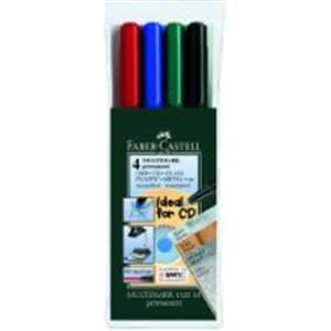 Faber-Castell Multimark Lot de 4 stylos OH permanents noirs 0.6 mm M