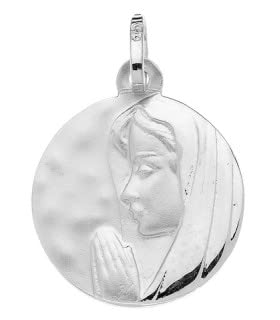 Médaille Or 750/00 Vierge de profil en or blanc à porter au quotidien pour une protection élégante