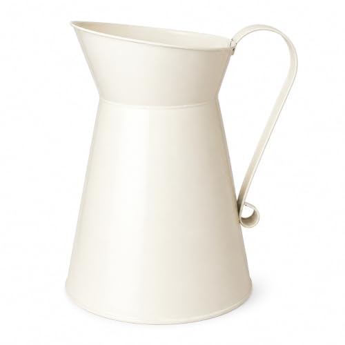 GIVBRO - Brocca smaltata in stile vintage shabby chic color crema, ideale come decorazione per matrimoni e matrimoni