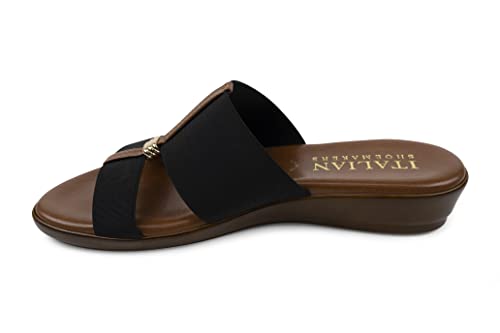 Italian Shoemakers Sofy Womens Wedge Open Toe Comfort Casual Sandals For Women – Peep Toe Low Wedge Sandal (7, Black, Numeric_7) #TOP1