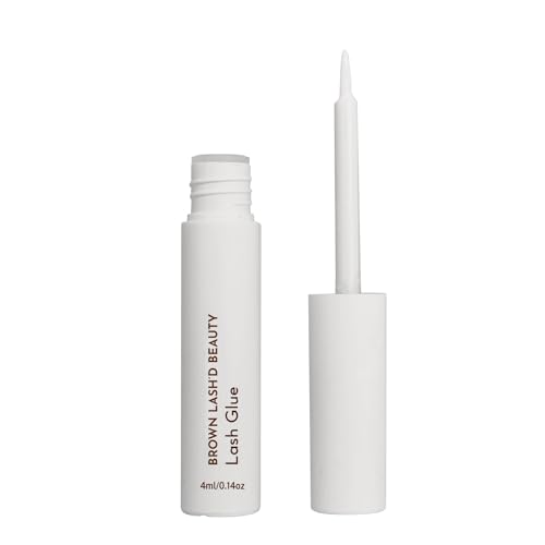 Brown Lash'd Beauty Brush-On Lash Glue (White) for Strip Lash Extensions - Quick-Dry, Strong Hold, Dries Clear, Waterproof, Hypoallergenic - Professional Precision Eyelash Adhesive