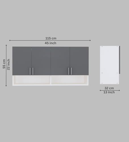 Image of SPECIALITY PANELS 4 Door Modular Wall Mounted Kitchen Cabinet with Organizer Shelf Space Saving Storage Unit Durable Engineered Wood Cupboard for Kitchen Living Room Utility Organizer Furniture