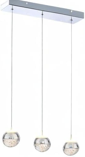 Miniatura 8 de JoollySun Lámpara Colgante de Cristal Moderna Lámpara Colgante de 3 Globos para Isla de Cocina y Baño - Cromo
