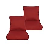 Localive 24x24 inch Outdoor/Indoor Deep Seat Patio Cushions Set of 2 Deep Seat Bottom Resilient Foam Filling with Ties&Zipper Water Repellent Abrasion-Resistant UV Resistant Weather Resistant Chili