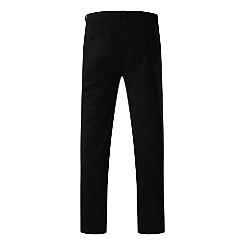 Zanjkr Calça masculina casual cintura média slim sólida comprimento total calça masculina bolso calç