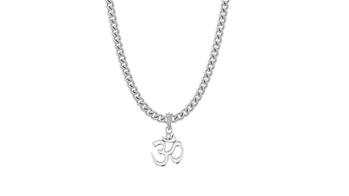 Pendentif OM argent pur homme femme chaîne collier spirituel taille small