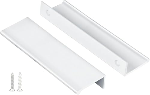 Image of Peaha 20 Pack Kitchen Cabinet Handles 5-1 /16 inch White Drawer Pulls Edge Pulls | White Cabinet Pulls Dresser Drawer Handles Modern Hidden Aluminum Alloy Closet Bedroom, Easy to Install