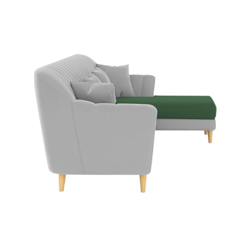 Image of Atticus RHS 6 Seater L Shape Sofa Set for Living Room (Green Grey Fabric) Premium Fabric Sofa Set