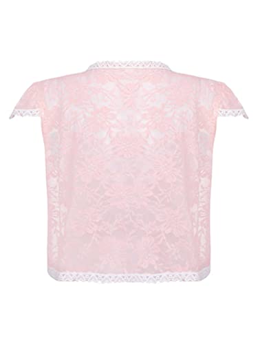 Girls Toddler Ruffle Sleeve Bolero Cardigan Shrug Lace Flower Shrug Short Cardigan Wedding Party Dress Cover Up Pink 6-8 Years2