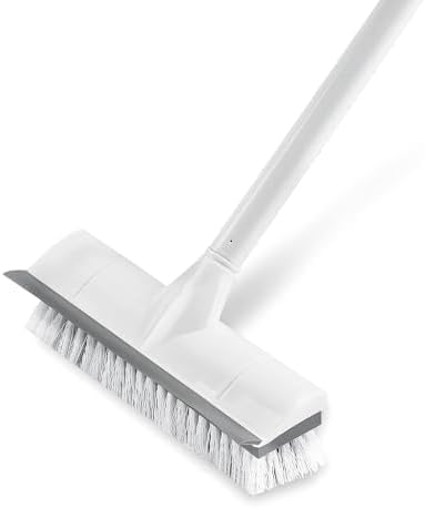 PORBE LUXURIOUS BEAUTY 2-in-1 Bathroom and Toilet Floor Cleaning Brush with Squeegee Long Handle Scrubber Brush for Kitchen Carpet Bathroom Wall and Tile Cleaning