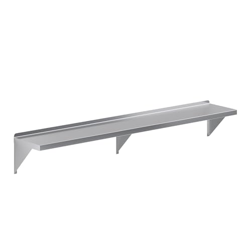 AmGood 12" x 72" Stainless Steel Wall Shelf | Appliance & Equipment Metal Shelving | Kitchen, Restaurant, Garage, Laundry, Utility Room | Heavy Duty | Squared Edge | NSF Certified