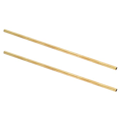 Image of sourcing map 2Pcs H62 Brass Round Tube, 5mm OD 0.5mm Wall Thickness 200mm Length Seamless Precision Straight Pipe Tubing for DIY Projects Crafts Gardening Industry Precision Applications