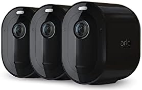 Arlo Pro 4 Security Camera Outdoor, 2K HDR, Wireless CCTV, 6-Month Battery, Colour Night Vision, 2-Way Audio, Built-in Siren, No Hub Needed, 3 Cam Kit, Free Trial of Arlo Secure Plan, Black