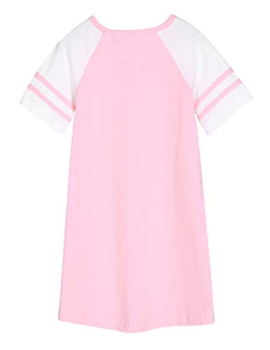 Ekouaer Pajama Dress Girls Soft Cotton Nightgown Cute Short Sleeve Nighties Sleepwear Gown (Light Pink,6T-7T) #TOP1